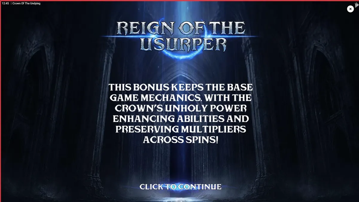 Tampilan visual slot Crown of the Undying dengan tema fantasi gelap